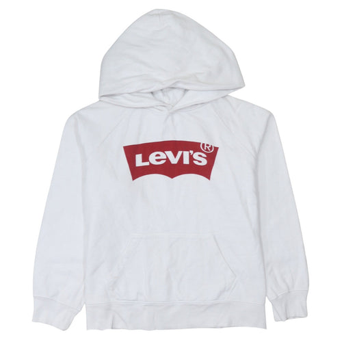Levi's Men's White Pullover Hoodie Small Graphic Logo Sweatshirt