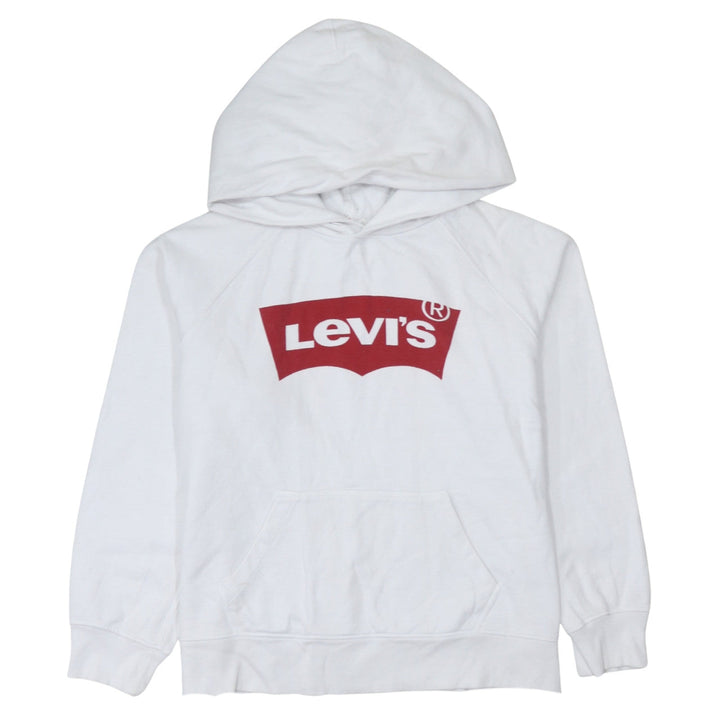 Levi's Men's White Pullover Hoodie Small Graphic Logo Sweatshirt