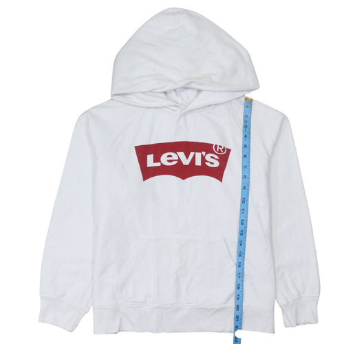 Levi's Men's White Pullover Hoodie Small Graphic Logo Sweatshirt