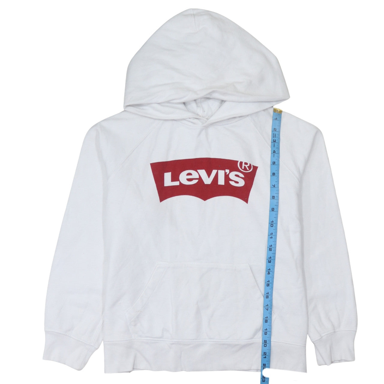 Levi's Men's White Pullover Hoodie Small Graphic Logo Sweatshirt