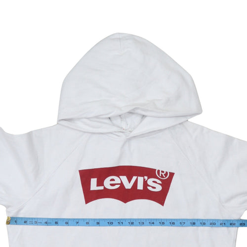 Levi's Men's White Pullover Hoodie Small Graphic Logo Sweatshirt
