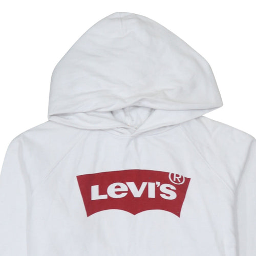 Levi's Men's White Pullover Hoodie Small Graphic Logo Sweatshirt
