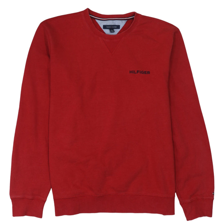 Tommy Hilfiger Men’s Red Logo Crew Neck Sweatshirt XL Regular Fit