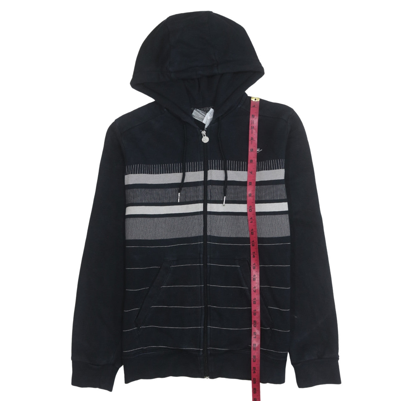 Nike Mens Black Striped Full Zip Hoodie Size S Regular Fit