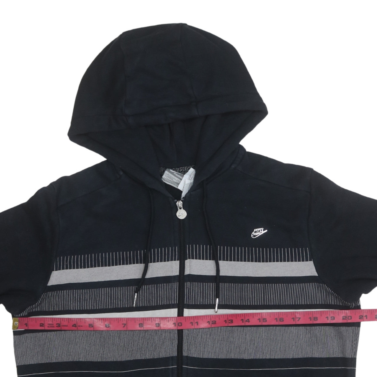 Nike Mens Black Striped Full Zip Hoodie Size S Regular Fit