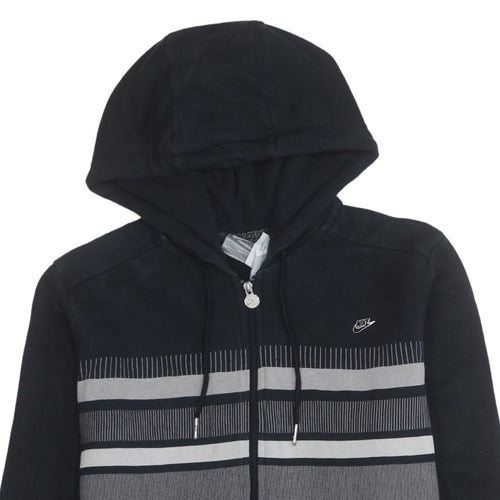 Nike Mens Black Striped Full Zip Hoodie Size S Regular Fit