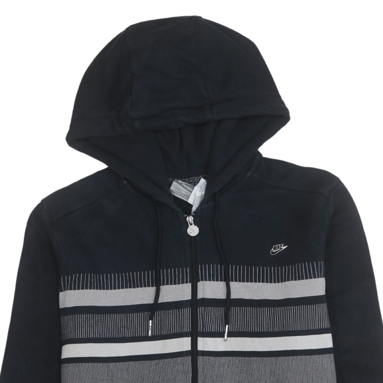 Nike Mens Black Striped Full Zip Hoodie Size S Regular Fit