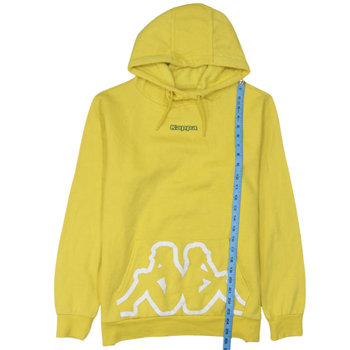 Kappa Men's Yellow Pullover Hoodie Small Logo Graphic Fleece