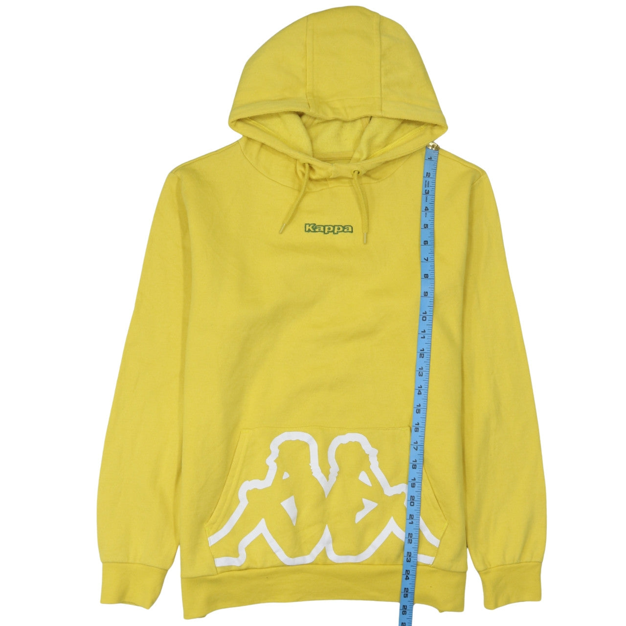 Kappa Men's Yellow Pullover Hoodie Small Logo Graphic Fleece