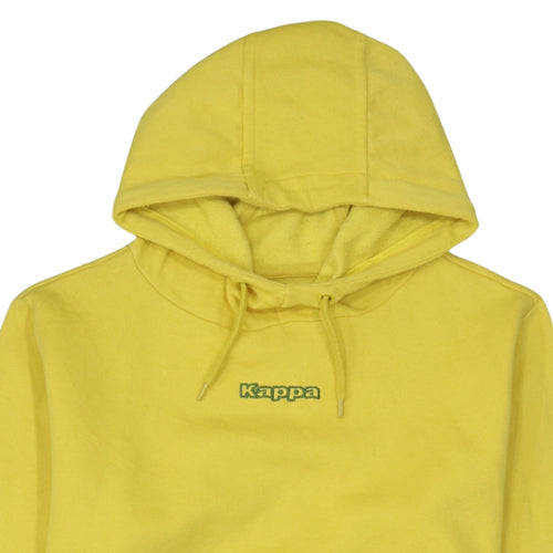 Kappa Men's Yellow Pullover Hoodie Small Logo Graphic Fleece