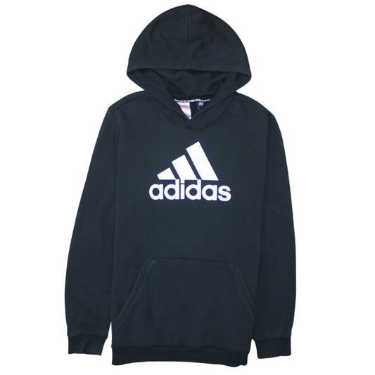 Adidas Boys Black Pullover Hoodie 14 Years Logo Sportswear Hooded Jumper