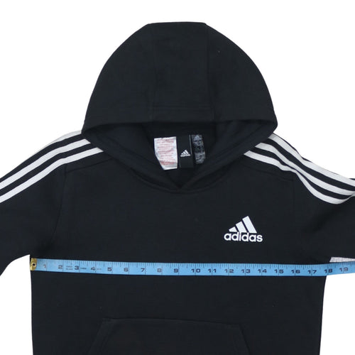 Adidas Boys Black Pullover Hoodie 11-12 Years Classic Three Stripes