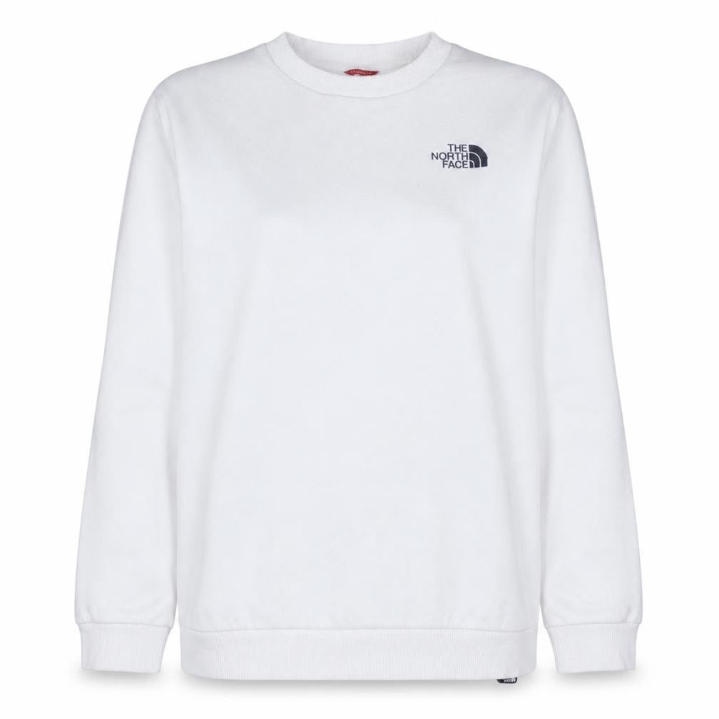 Front view of The North Face women’s white small crew neck pullover sweatshirt