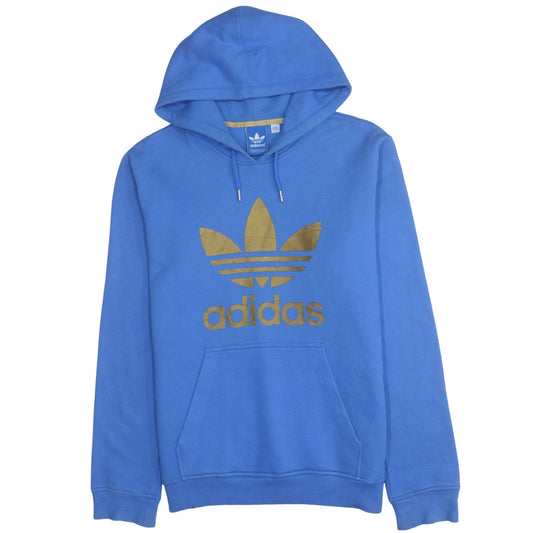 Adidas Men Blue Pullover Hoodie L Logo Graphic Sportswear