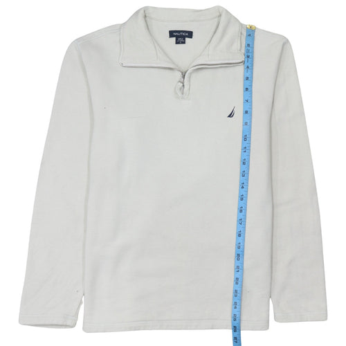 Nautica Men’s White 1/4 Zip Cotton Sweatshirt L Classic Fit