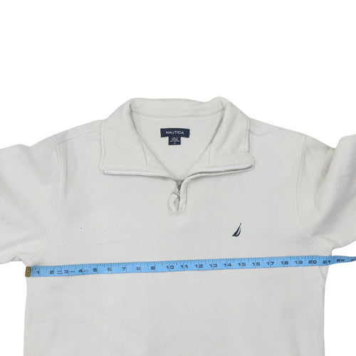 Nautica Men’s White 1/4 Zip Cotton Sweatshirt L Classic Fit