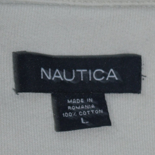 Nautica Men’s White 1/4 Zip Cotton Sweatshirt L Classic Fit