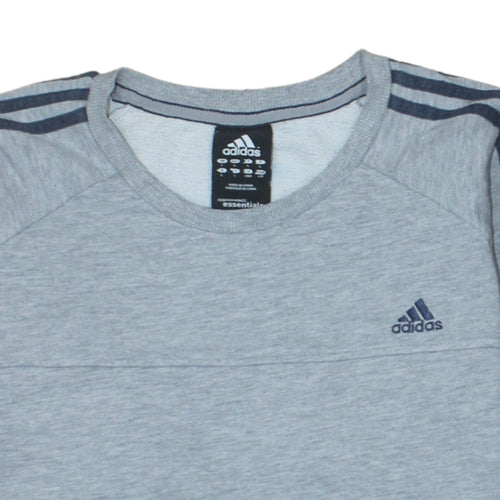 Adidas Men's Grey Crew Neck Performance Essentials Sweatshirt L