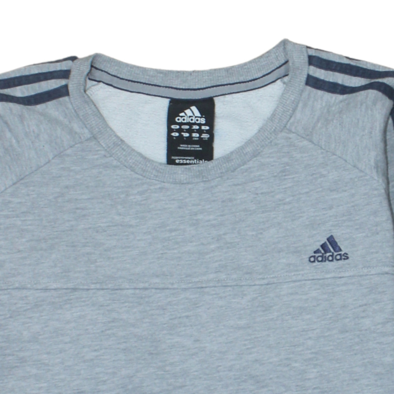 Adidas Men's Grey Crew Neck Performance Essentials Sweatshirt L
