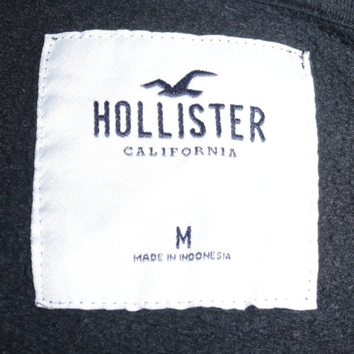 Hollister Men’s Black Pullover Hoodie Medium Logo Fleece Sweatshirt