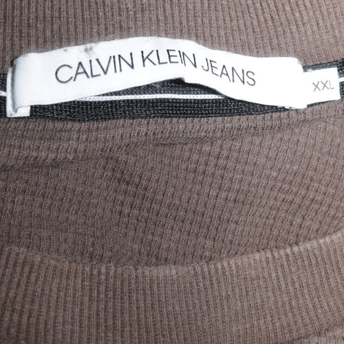 Calvin Klein Jeans Men's Brown 2XL Cotton Crew Neck Sweatshirt