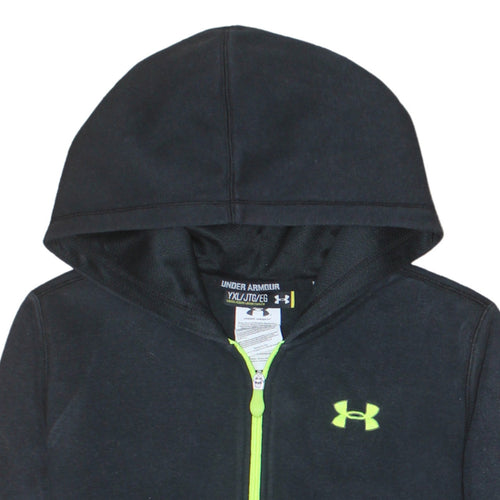 Under Armour Boys Black Full Zip Hoodie YXL Cotton Blend Hooded Sweatshirt