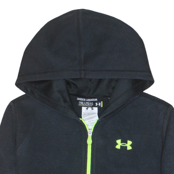 Under Armour Boys Black Full Zip Hoodie YXL Cotton Blend Hooded Sweatshirt