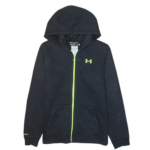 Under Armour Boys Black Full Zip Hoodie YXL Cotton Blend Hooded Sweatshirt