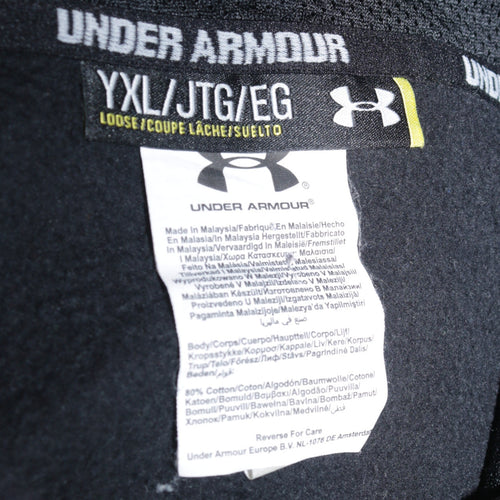 Under Armour Boys Black Full Zip Hoodie YXL Cotton Blend Hooded Sweatshirt