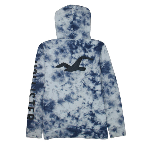 Hollister Men's Blue Tie-Dye Pullover Hoodie XL Fleece Logo
