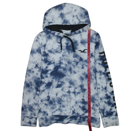 Hollister Men's Blue Tie-Dye Pullover Hoodie XL Fleece Logo