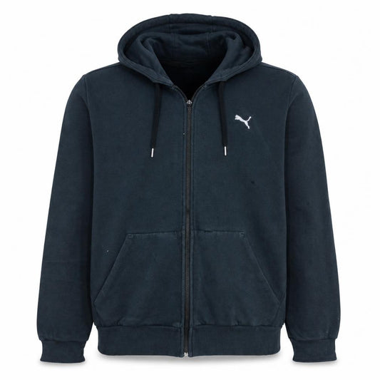 Front view of Puma Men's Black Full Zip Hoodie XL Regular Fleece Sportswear