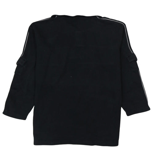Fila Mens Black Collared Henley Sweatshirt M Embroidered Logo