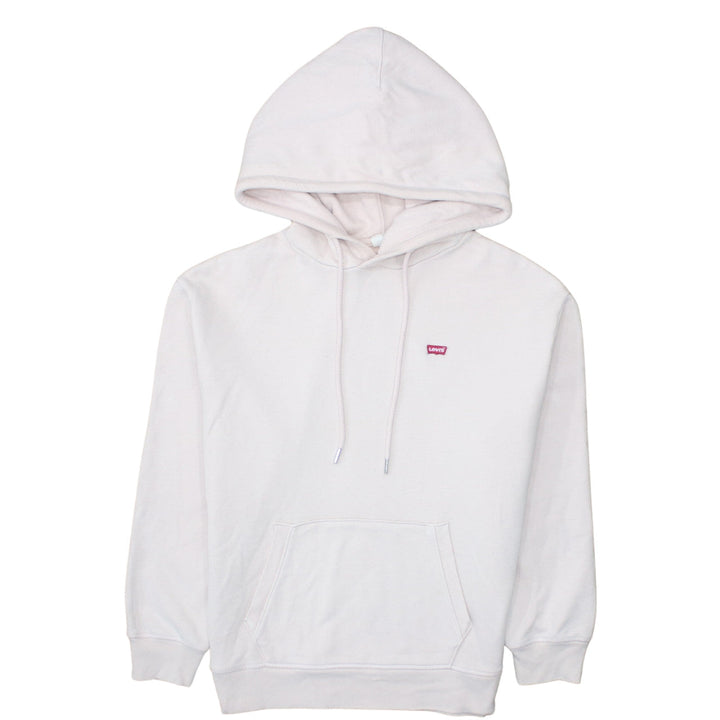 Levi's Men's White Pullover Hoodie Small Cotton Fleece Logo