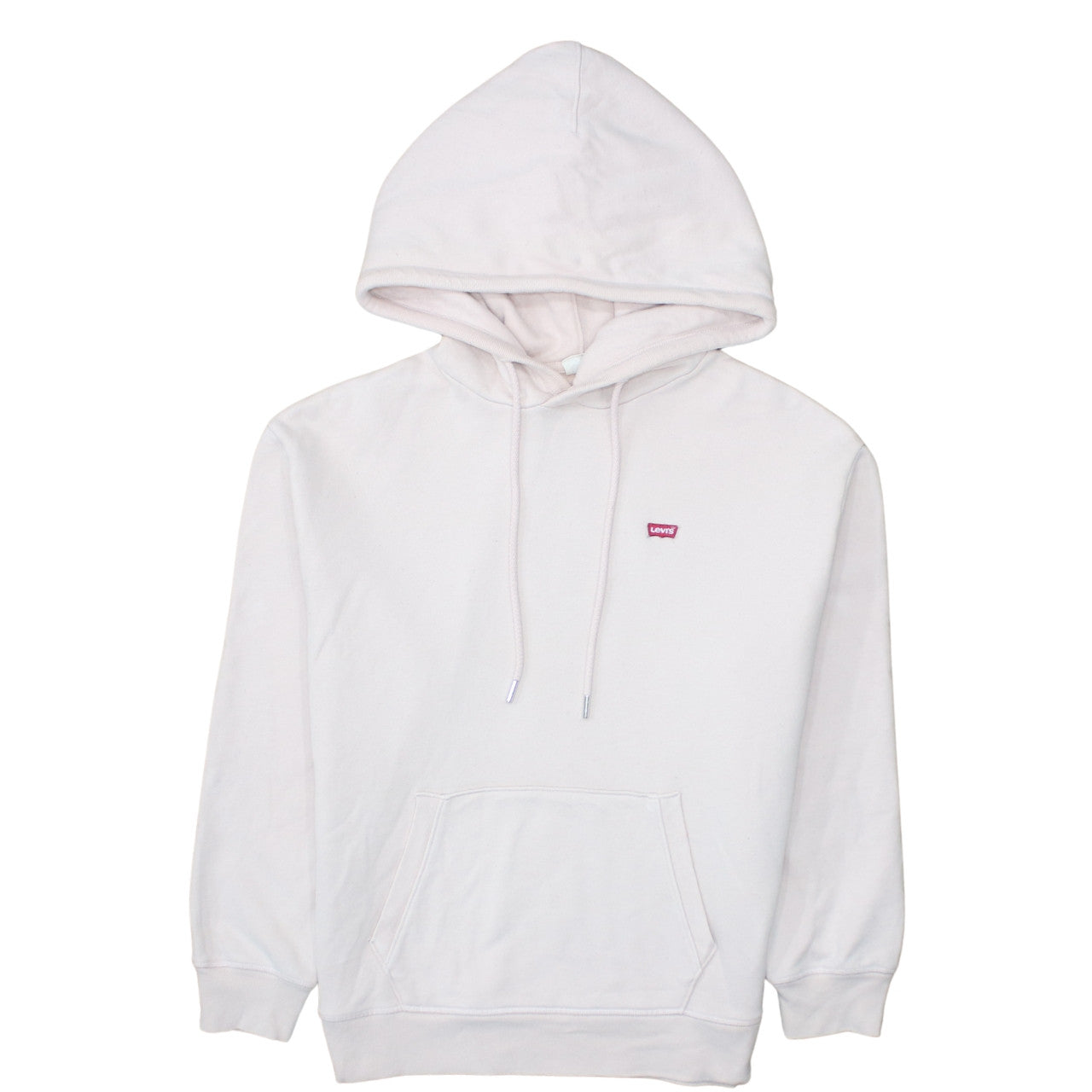 Levi's Men's White Pullover Hoodie Small Cotton Fleece Logo