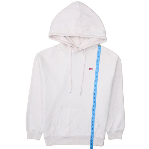 Levi's Men's White Pullover Hoodie Small Cotton Fleece Logo