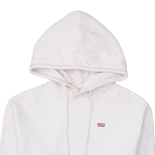 Levi's Men's White Pullover Hoodie Small Cotton Fleece Logo