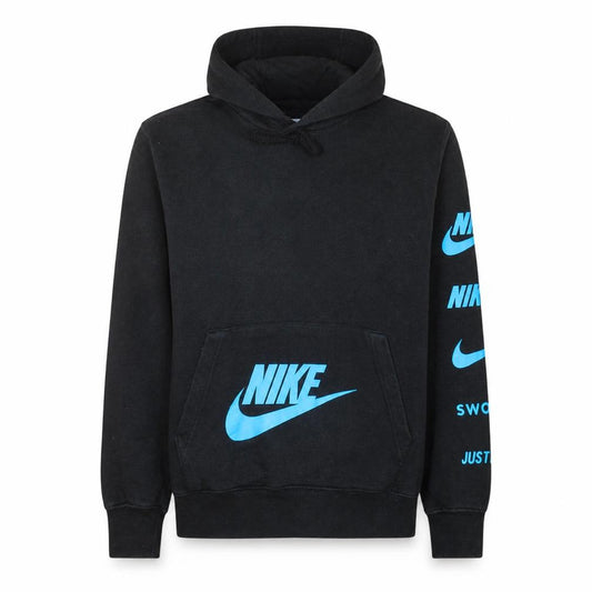 Front view of Nike Men's Black Pullover Hoodie Small Logo Graphic Sportswear