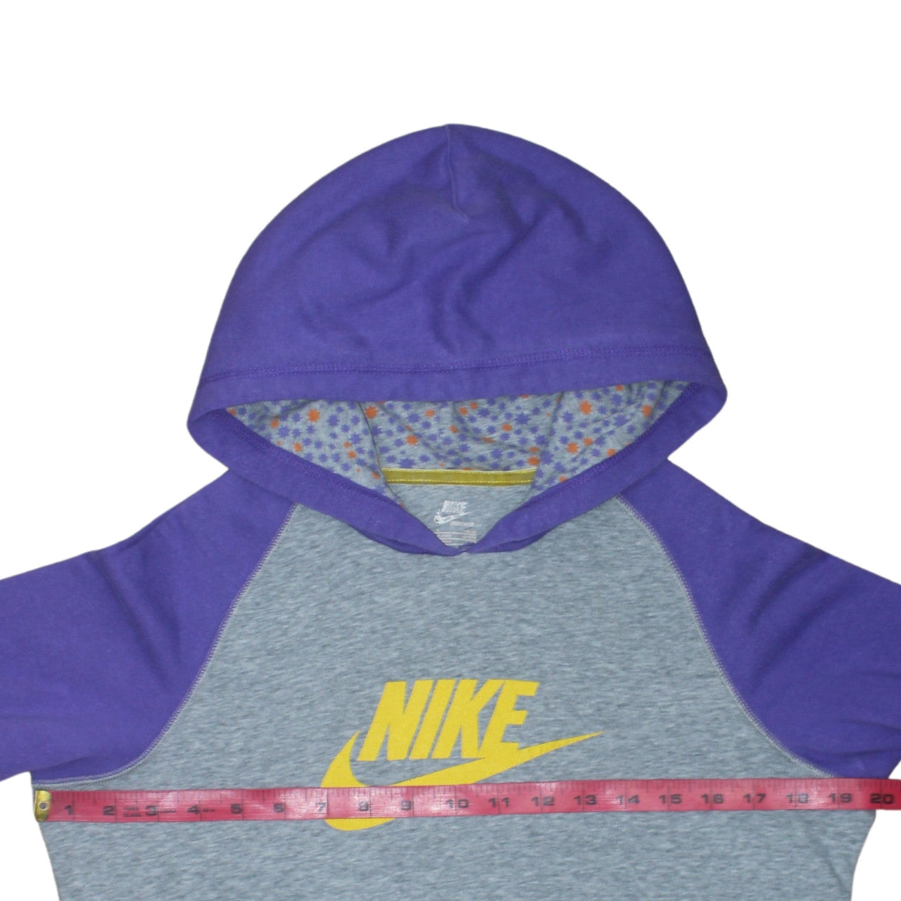 Nike Boys Multicoloured Pullover Hoodie L 14-16 Years Grey Purple Logo