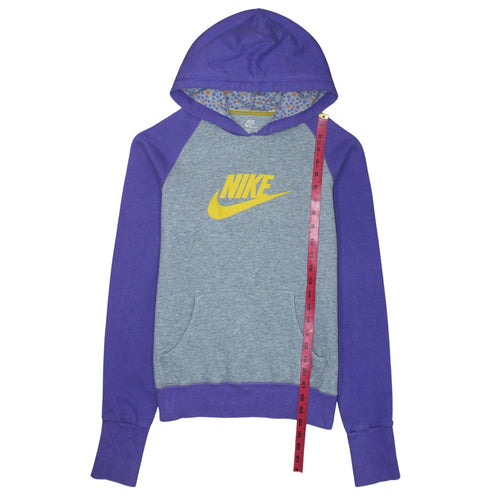 Nike Boys Multicoloured Pullover Hoodie L 14-16 Years Grey Purple Logo