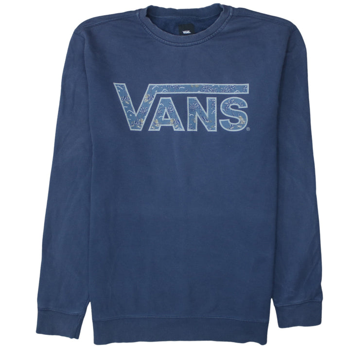 Vans Mens Blue Crew Neck Pullover Sweatshirt Size L Graphic Print