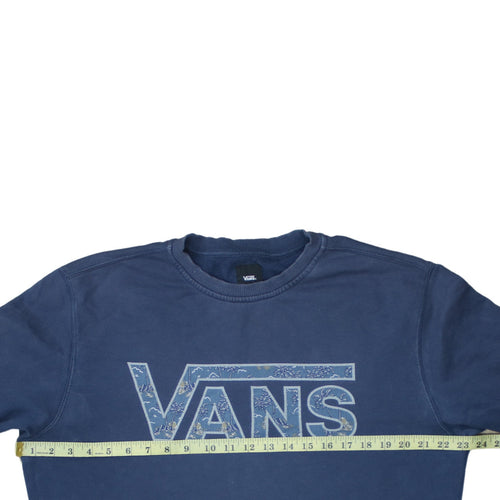 Vans Mens Blue Crew Neck Pullover Sweatshirt Size L Graphic Print