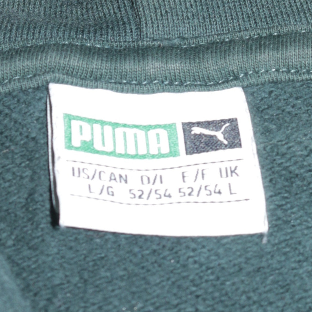 Puma Men’s Green Pullover Hoodie Size L Fleece Regular Fit