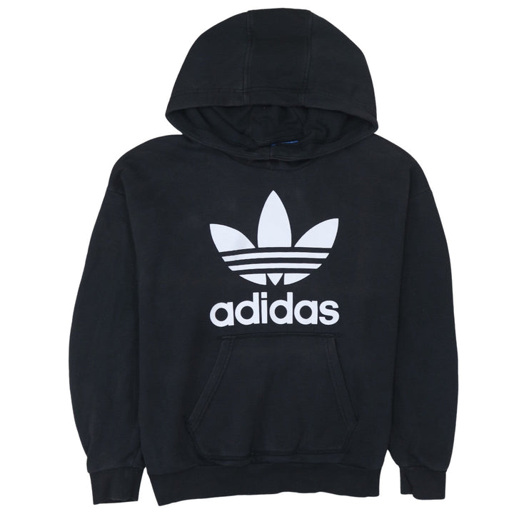 Adidas Women Black Pullover Hoodie Size 10 Trefoil Logo Comfortable Casual