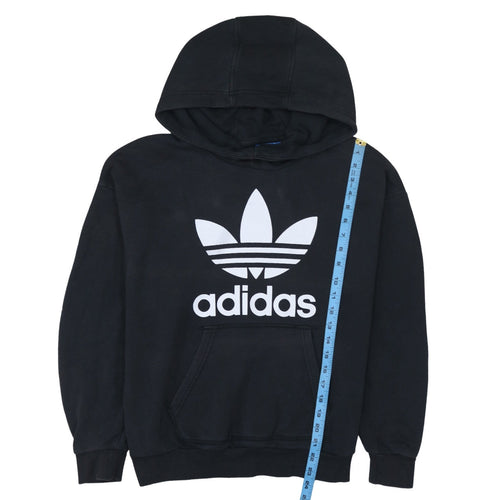 Adidas Women Black Pullover Hoodie Size 10 Trefoil Logo Comfortable Casual