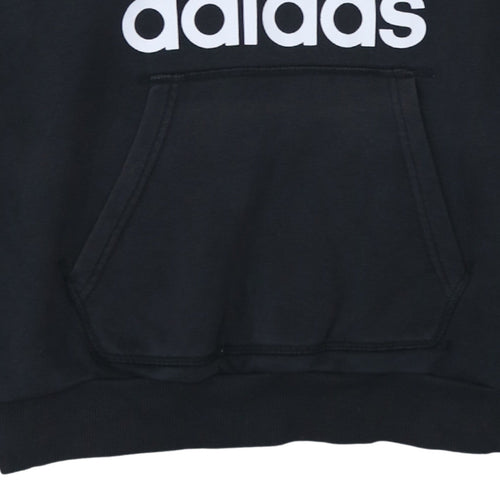 Adidas Women Black Pullover Hoodie Size 10 Trefoil Logo Comfortable Casual