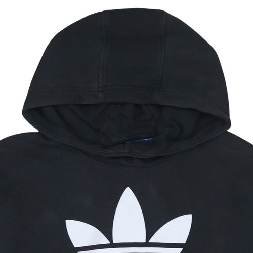 Adidas Women Black Pullover Hoodie Size 10 Trefoil Logo Comfortable Casual