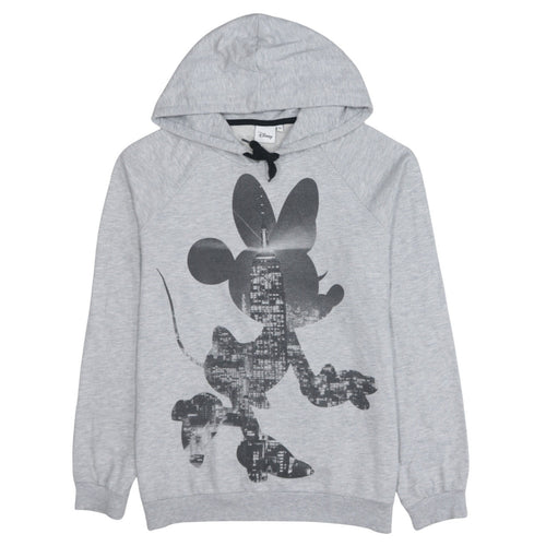Disney Women Grey XL Pullover Hoodie Minnie Mouse Graphic Print