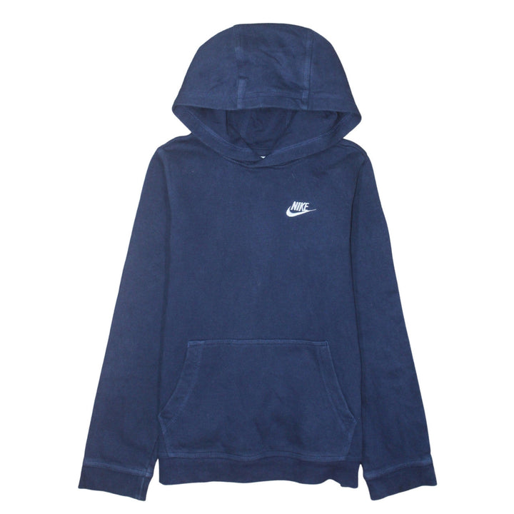 Nike Boys Navy Blue Pullover Hoodie L 13-14 Years Cotton Blend