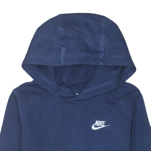 Nike Boys Navy Blue Pullover Hoodie L 13-14 Years Cotton Blend